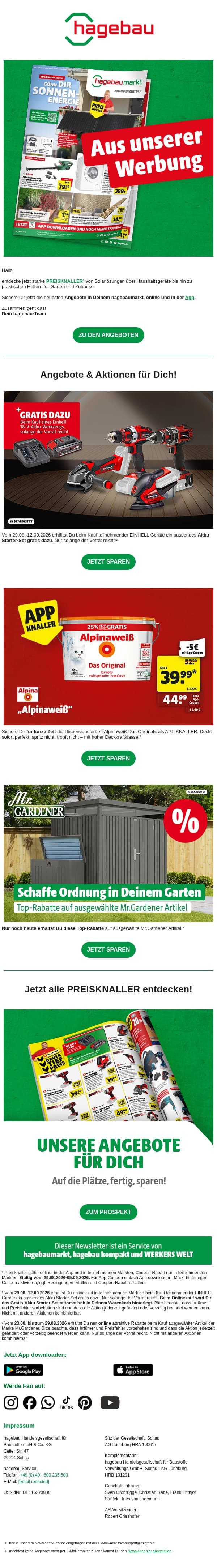 PREISKNALLER für Garten & Zuhause entdecken! email from Hagebau screenshot