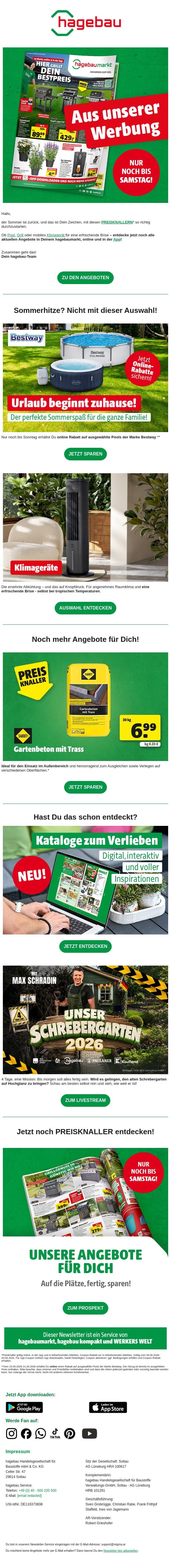 Heiße PREISKNALLER für heiße Tage! 🌡️🌞 email from Hagebau screenshot