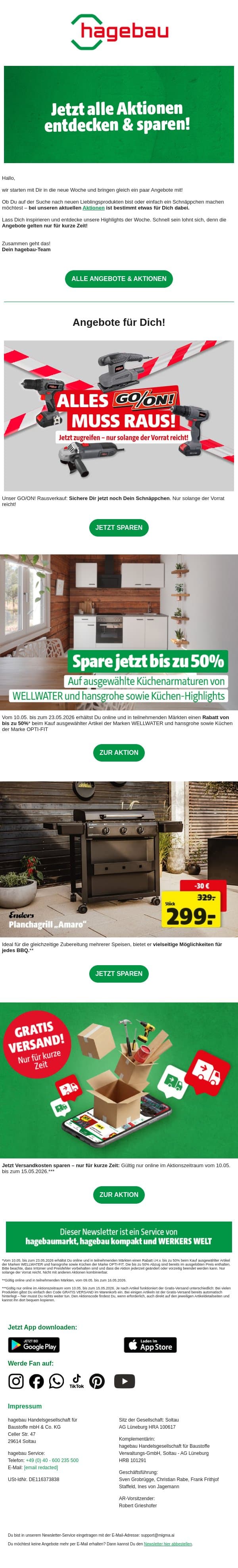 Angebote, die Du nicht verpassen solltest! email from Hagebau screenshot