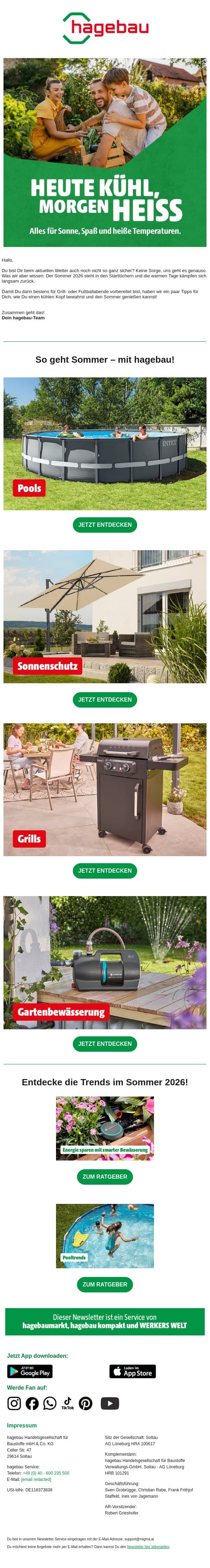 Bereit für den Sommer? So genießt Du die warmen Tage! email from Hagebau screenshot