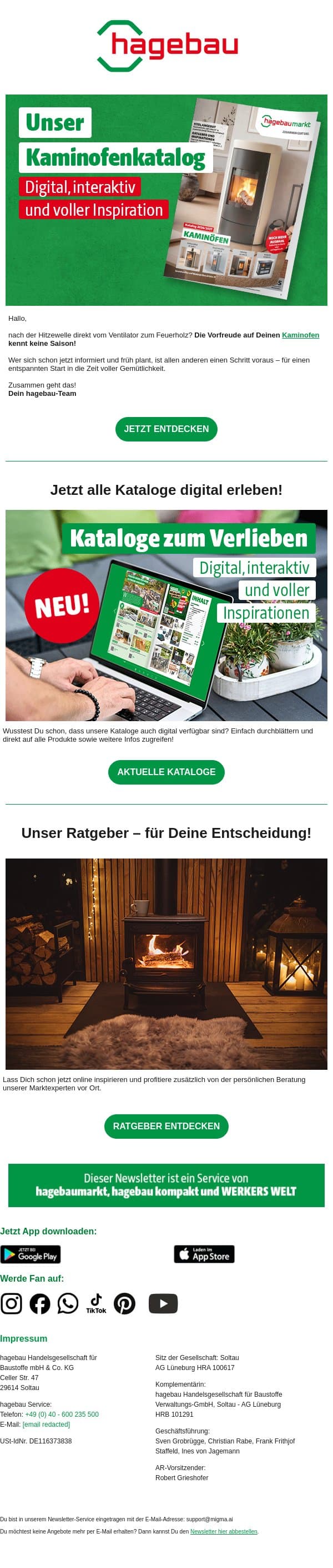 Gerade noch Schattenplatz, bald Lieblingsplatz! email from Hagebau screenshot