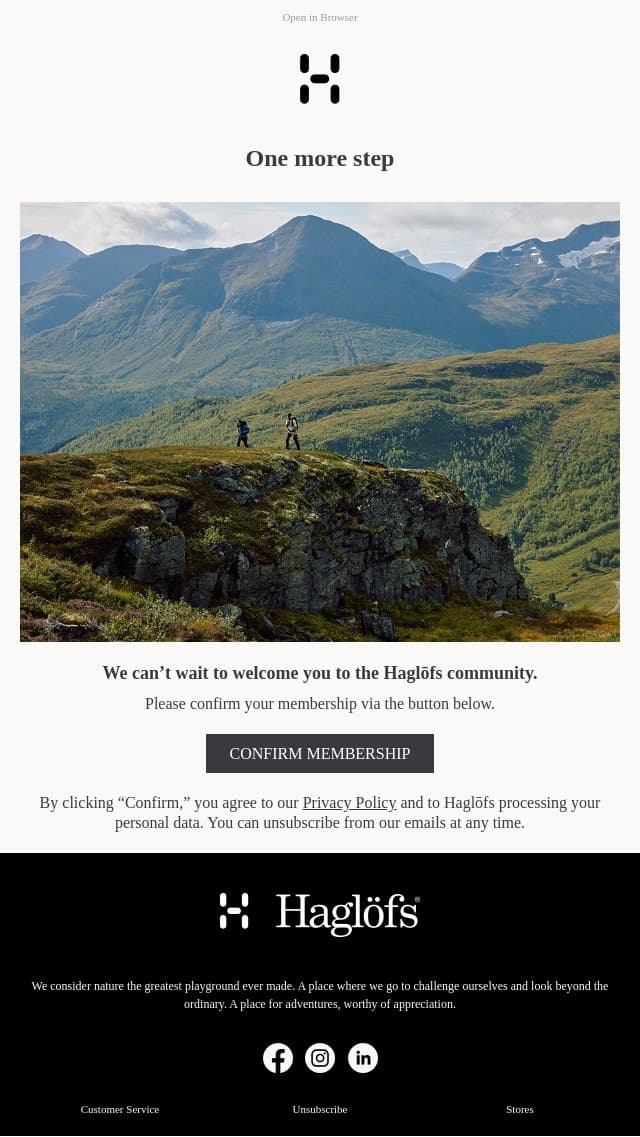 Reminder: please confirm your subscription email from Haglöfs screenshot