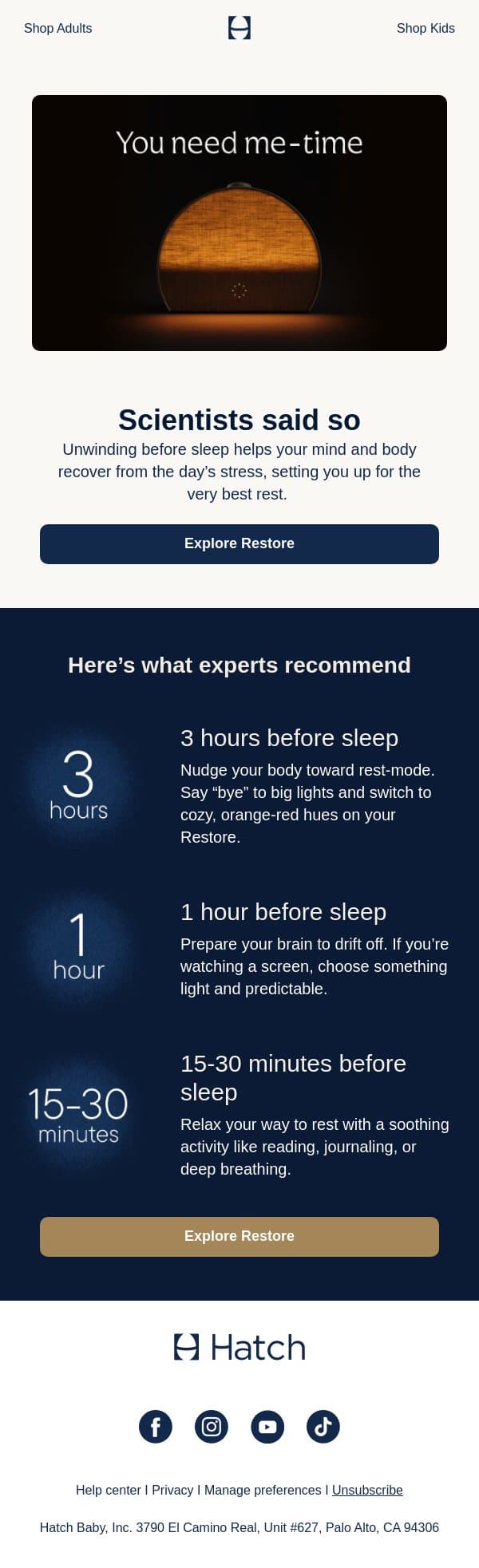 You need me-time 💙 email from Hatch screenshot