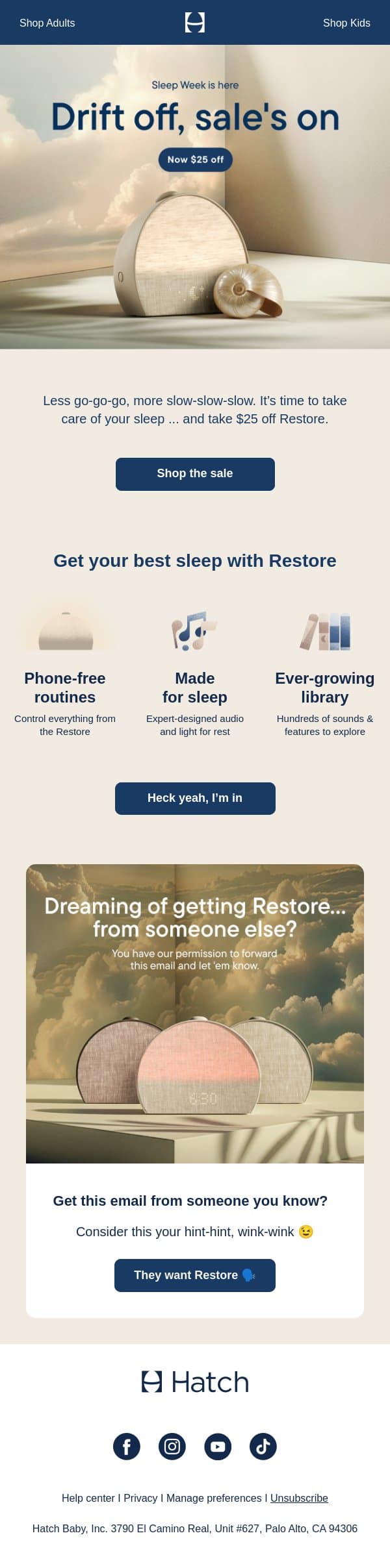 Your dream sale’s here ☁️ email from Hatch screenshot