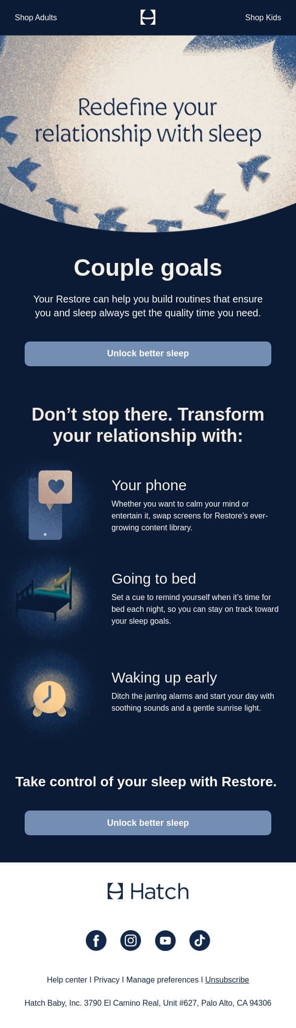 How to ditch your jarring phone alarm for good ⏰ email from Hatch screenshot