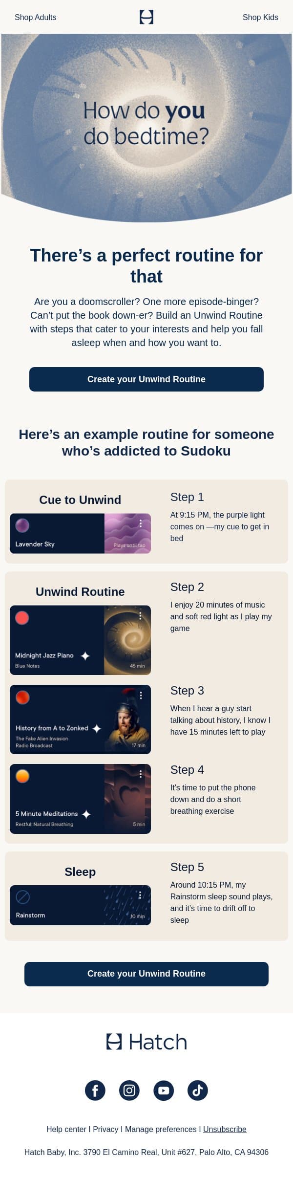 Addicted to sudoku? There's a routine for that. email from Hatch screenshot