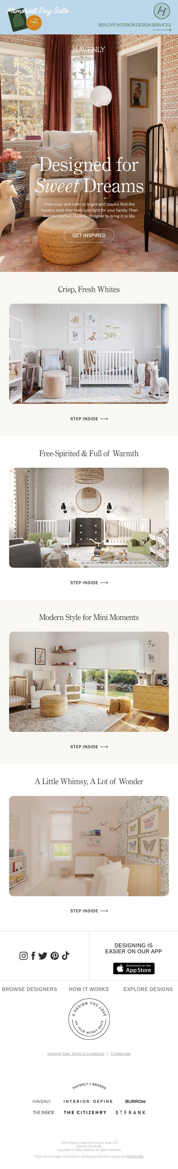Nursery goals email from Havenly screenshot
