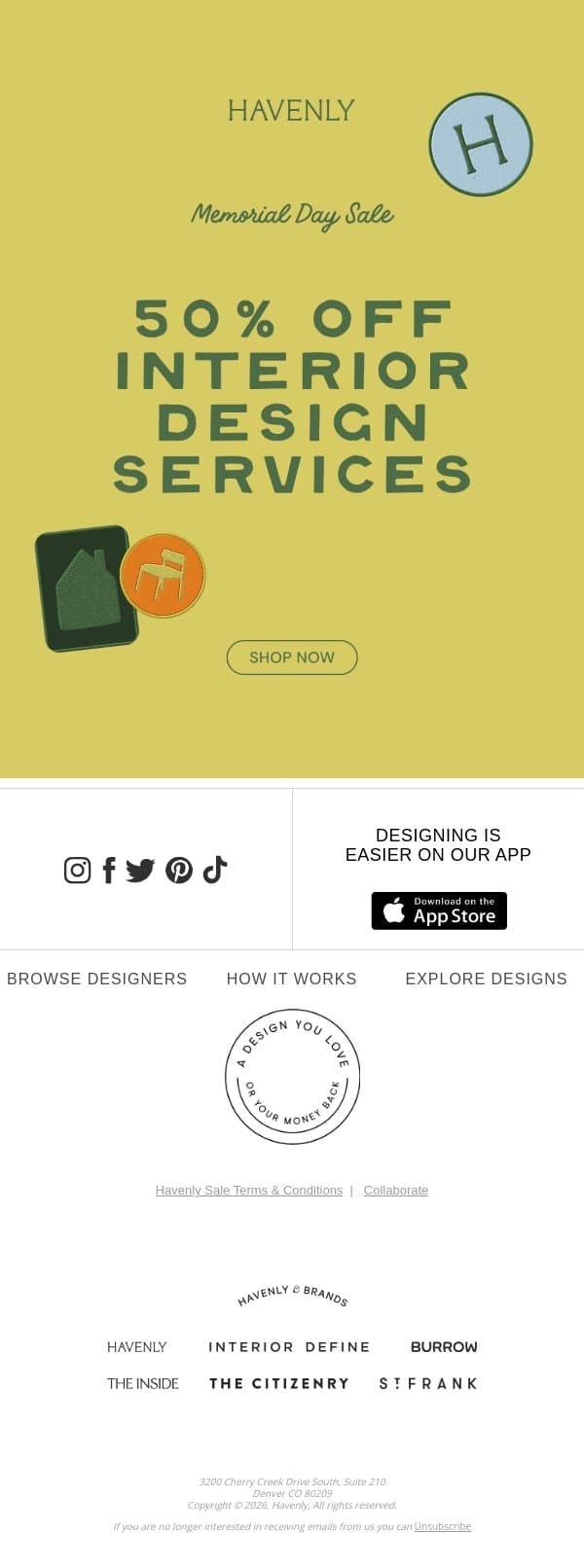 Have you booked your designer yet? email from Havenly screenshot