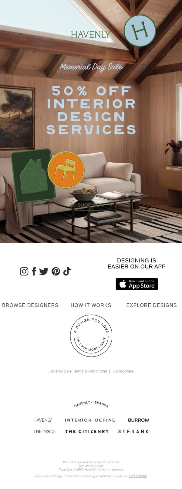 Your summer staycation is waiting email from Havenly screenshot