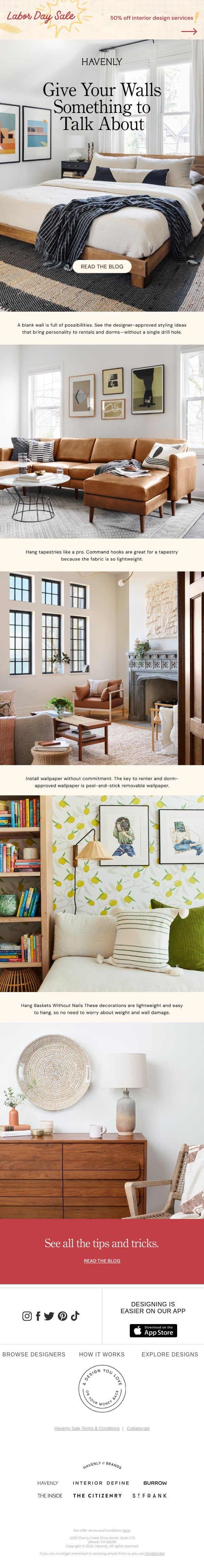 Blank walls deserve better email from Havenly screenshot