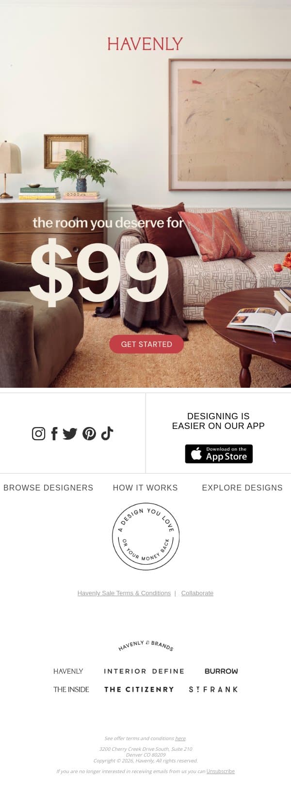 Final weekend for 50% off design email from Havenly screenshot