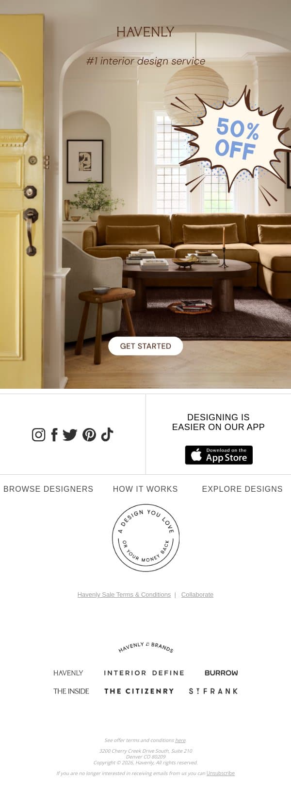 Still thinking about it? Now's the time. email from Havenly screenshot