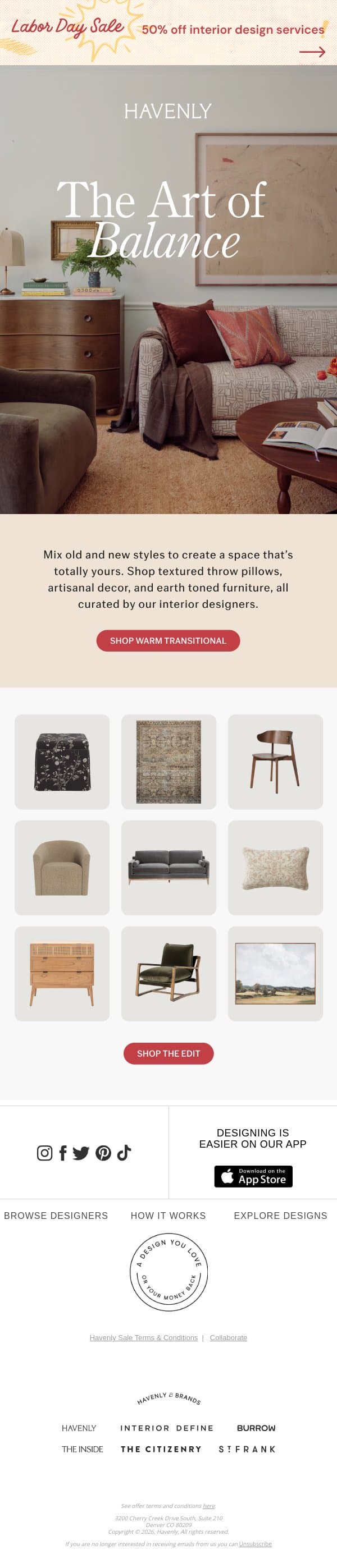 TRENDING: Warm Transitional email from Havenly screenshot