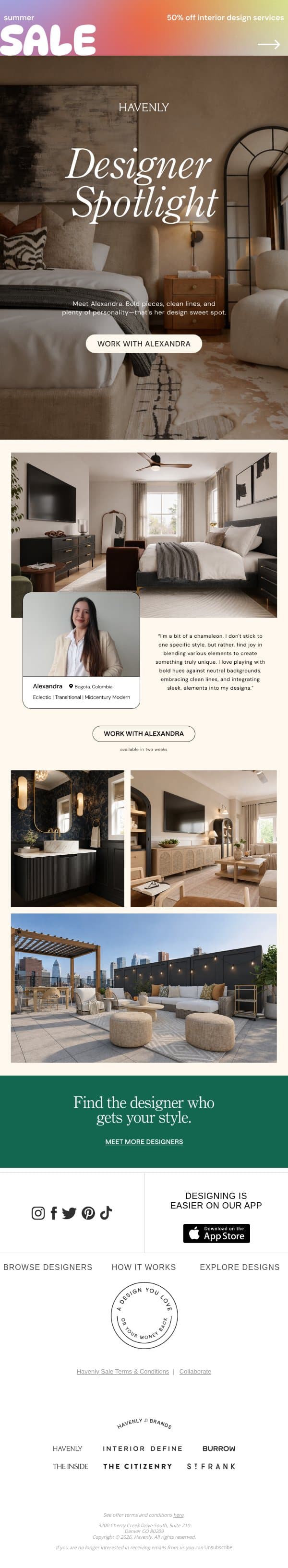 Designer spotlight: Meet Alexandra email from Havenly screenshot