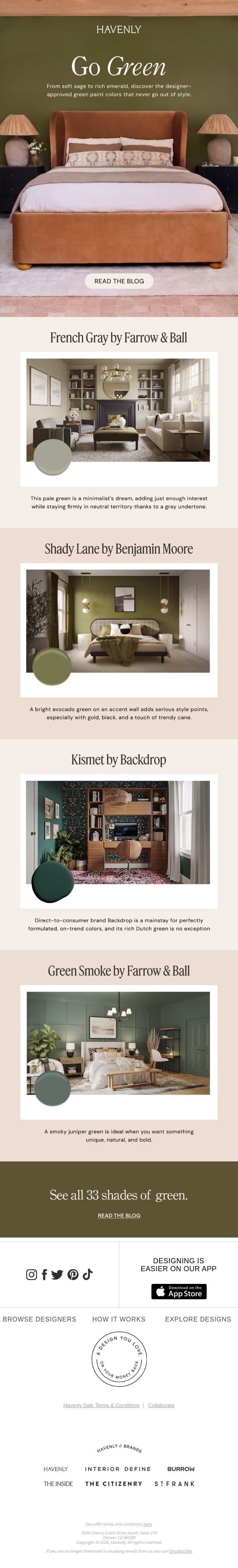 The only green paint guide you'll ever need email from Havenly screenshot