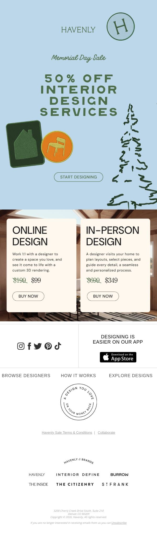 Big design plans, smaller price tag email from Havenly screenshot