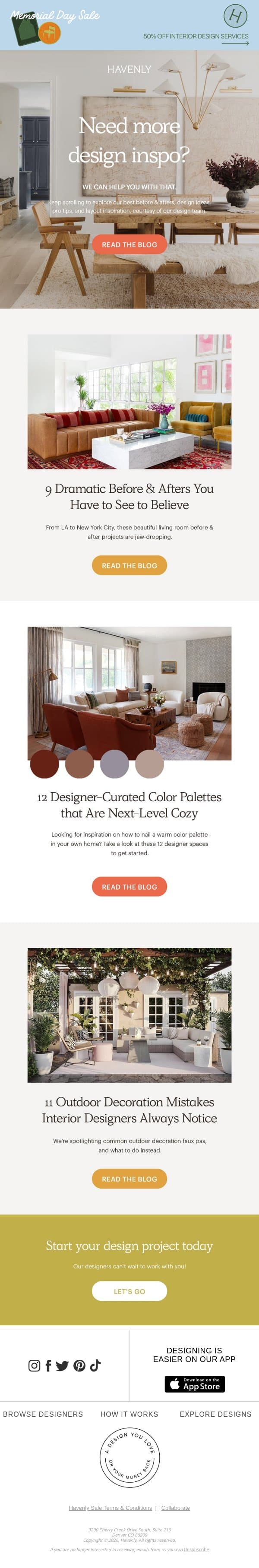 Design inspo this way ➡️ email from Havenly screenshot