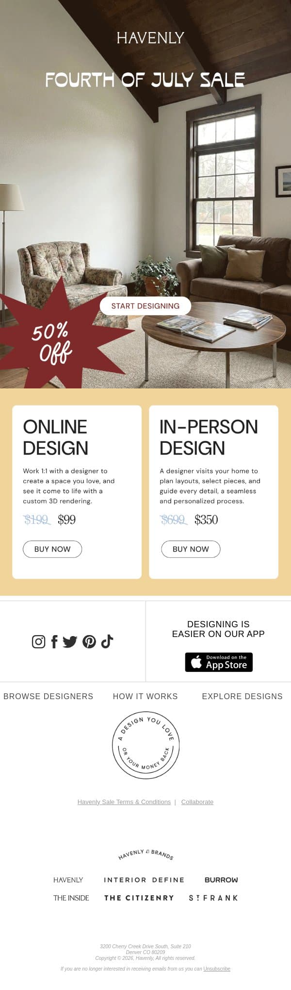 See the before, then see the after email from Havenly screenshot