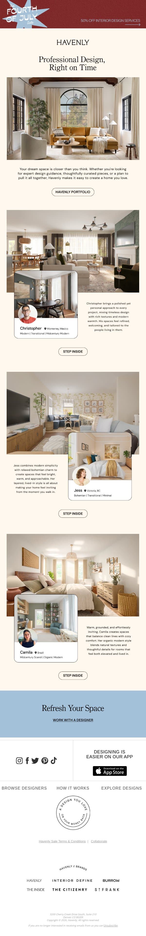 This is what a Havenly designer can do email from Havenly screenshot