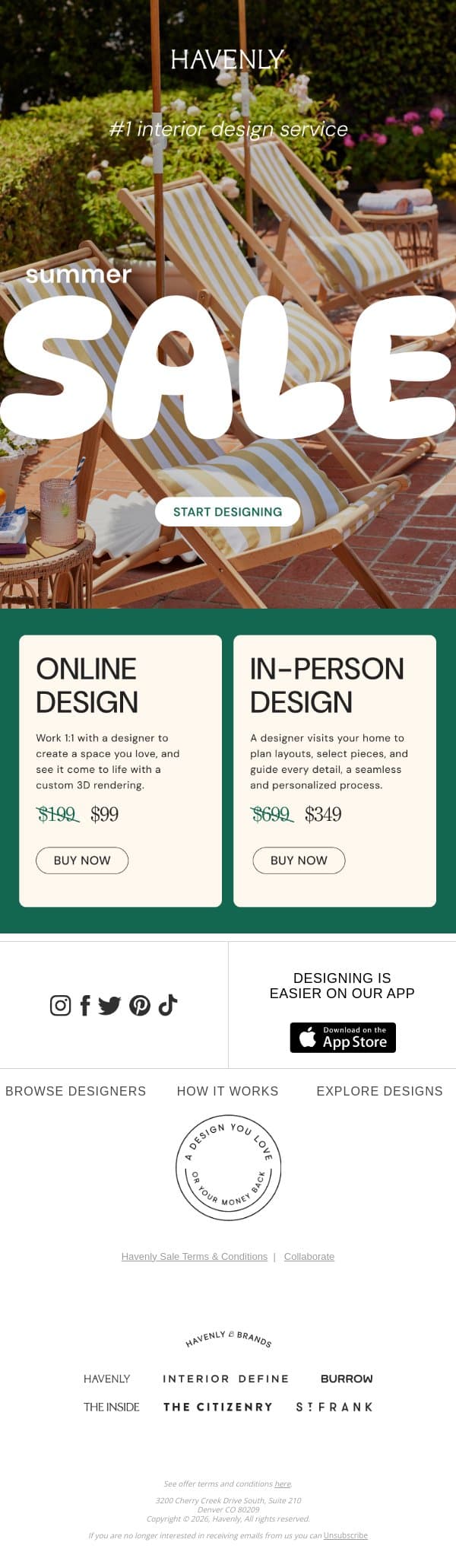 LAST CHANCE: The Summer Sale ends tonight email from Havenly screenshot