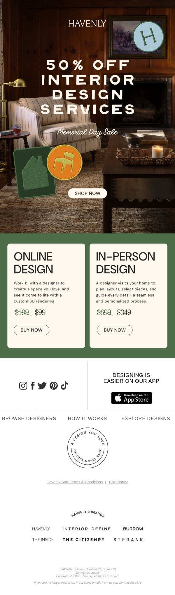 A designer-approved summer refresh email from Havenly screenshot