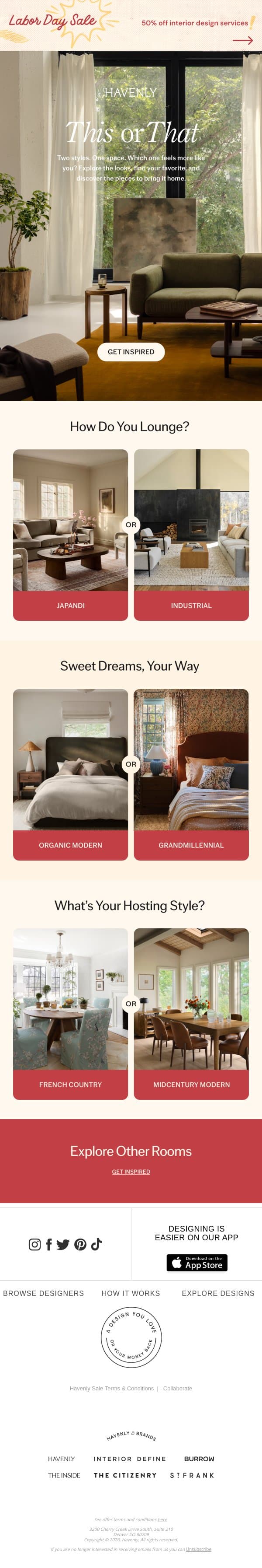 Take your pick, then make it yours email from Havenly screenshot