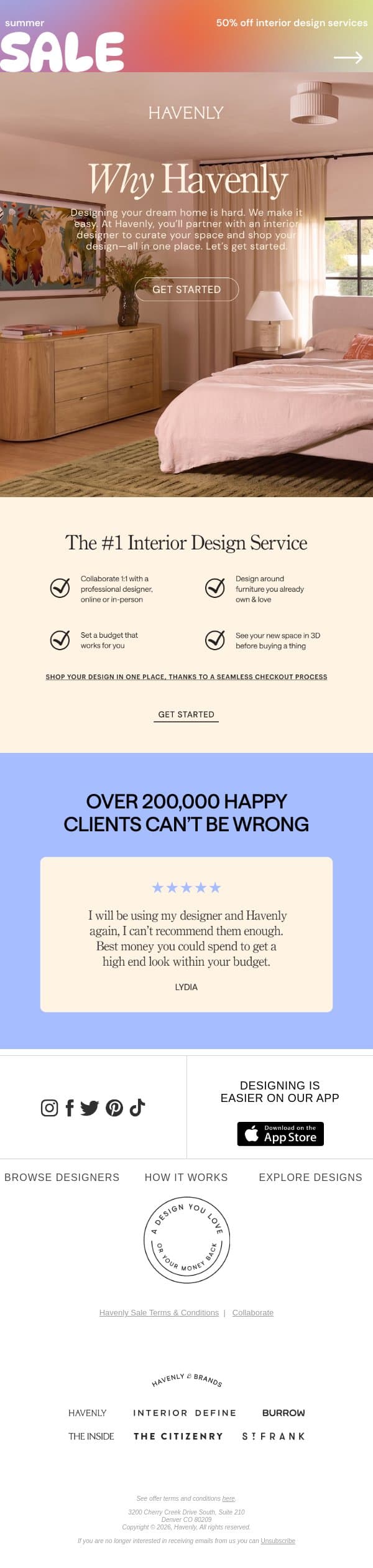 Why 200K+ people chose Havenly email from Havenly screenshot