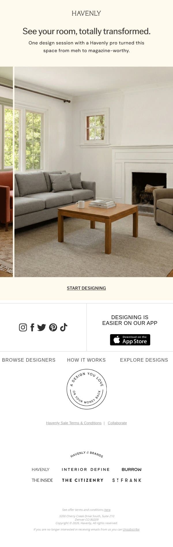 A before & after worth a second look email from Havenly screenshot
