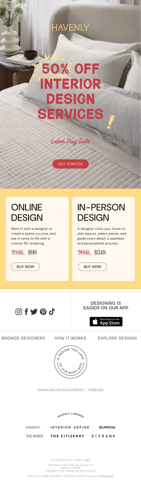 This weekend: 50% off ends email from Havenly screenshot