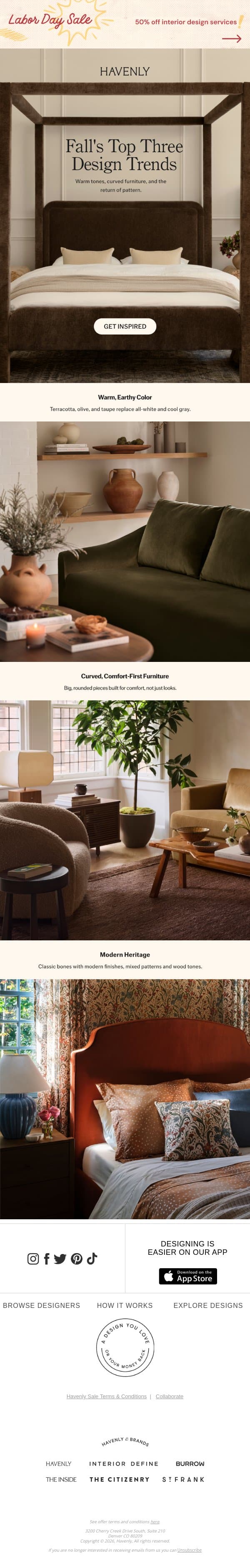 Your fall design forecast is here email from Havenly screenshot