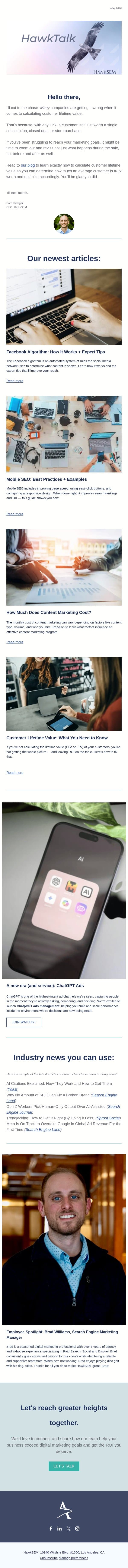 HawkTalk | Some people wait a lifetime... email from HawkSEM screenshot