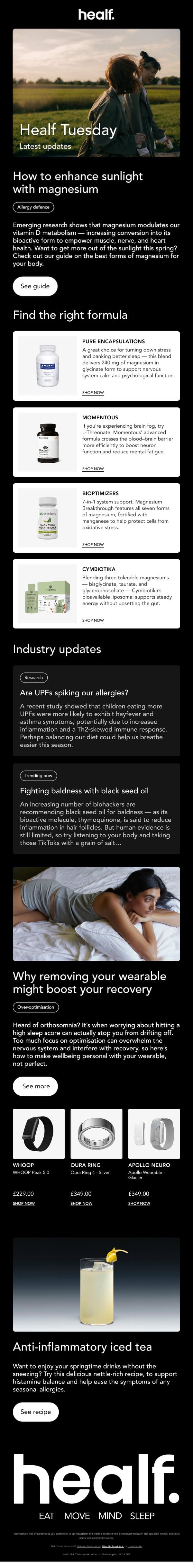 Healf Tuesday email from Healf screenshot