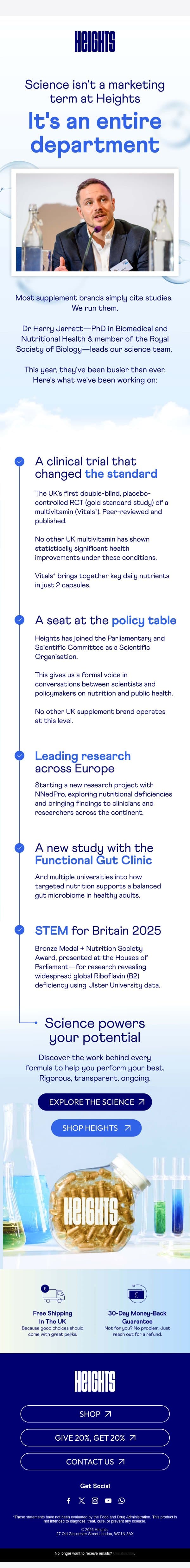 Nutrition science is changing. We're helping lead it email from Heights screenshot