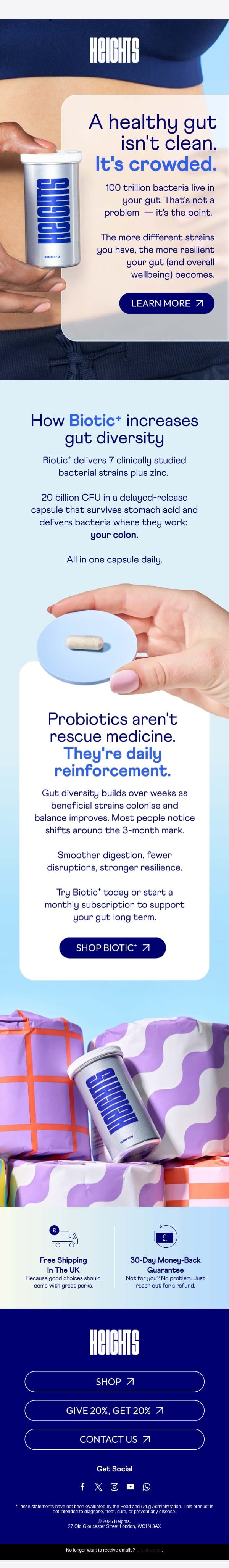 Your gut needs more than one strain email from Heights screenshot