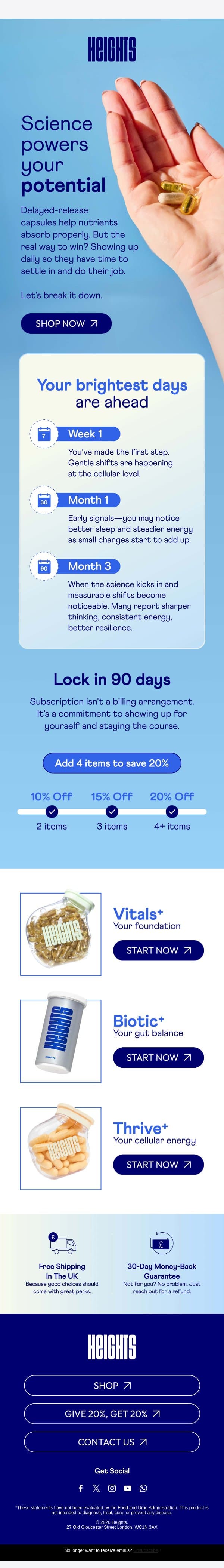Focus is the habit & routine. Consistency really is the key - daily is what makes the difference. email from Heights screenshot