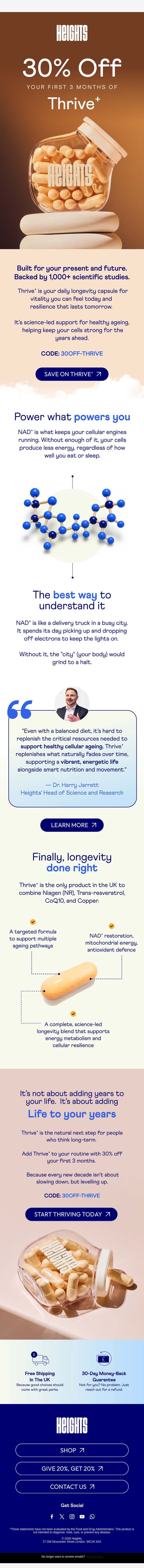 Your 30% OFF Thrive+ is still on the table email from Heights screenshot