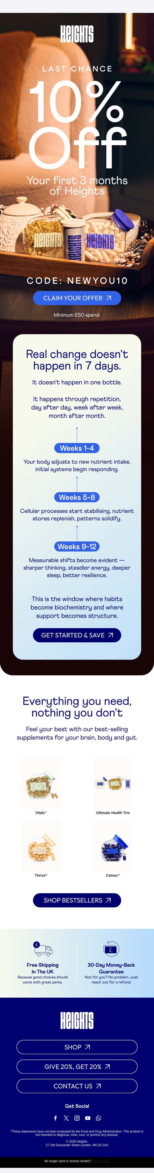 10% off the timeline you need email from Heights screenshot