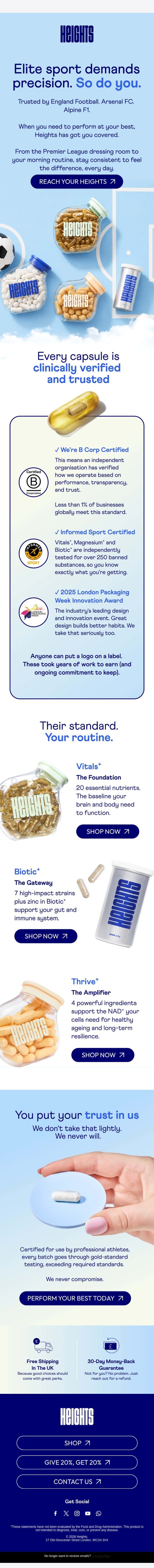 Certified for professional athletes, now in your cabinet email from Heights screenshot
