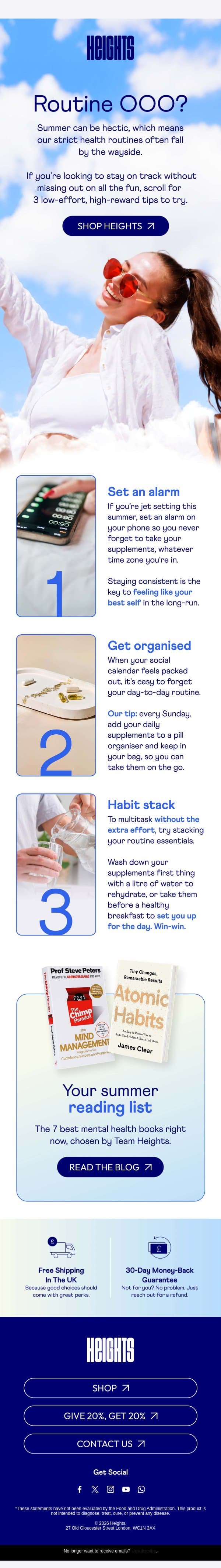 Summer playing havoc with your health? email from Heights screenshot