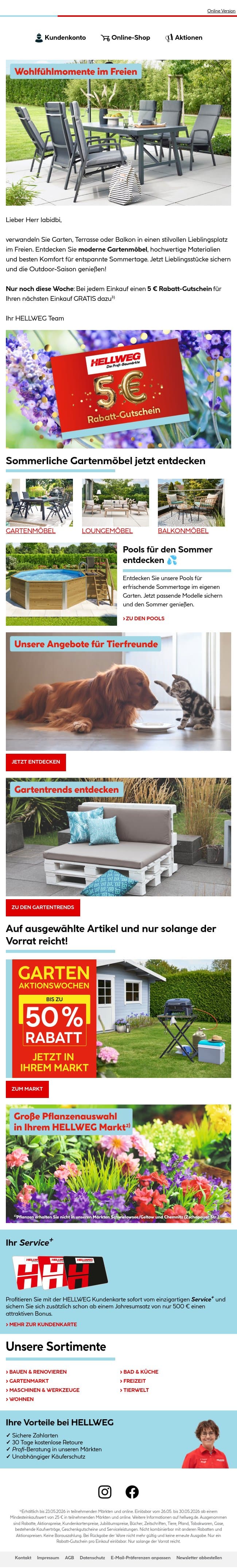 Gartenmöbel entdecken & den Sommer genießen ☀️ email from Hellweg screenshot