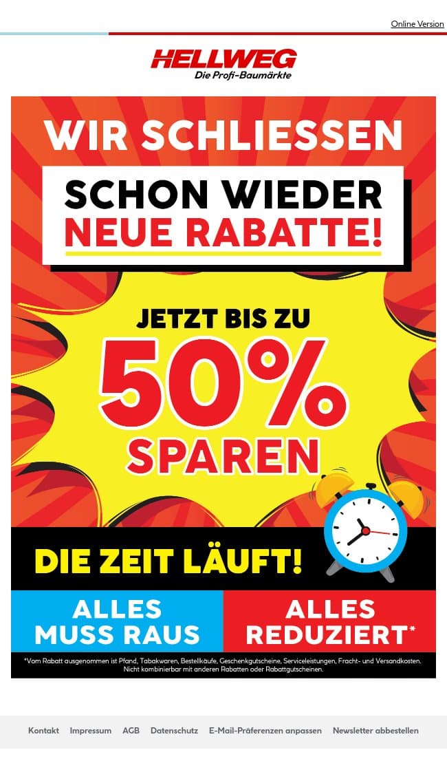 Schon wieder neue Rabatte! email from Hellweg screenshot