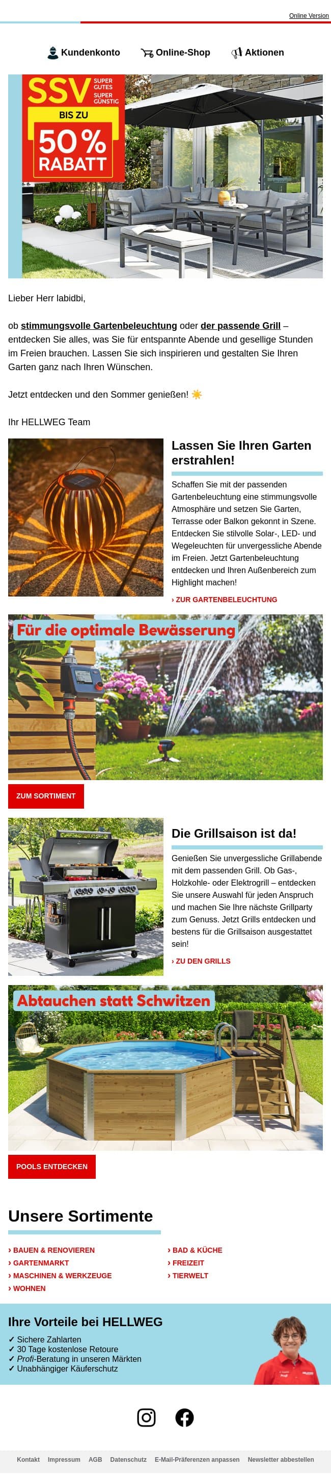 Alles für Ihren perfekten Gartensommer 🌻 email from Hellweg screenshot
