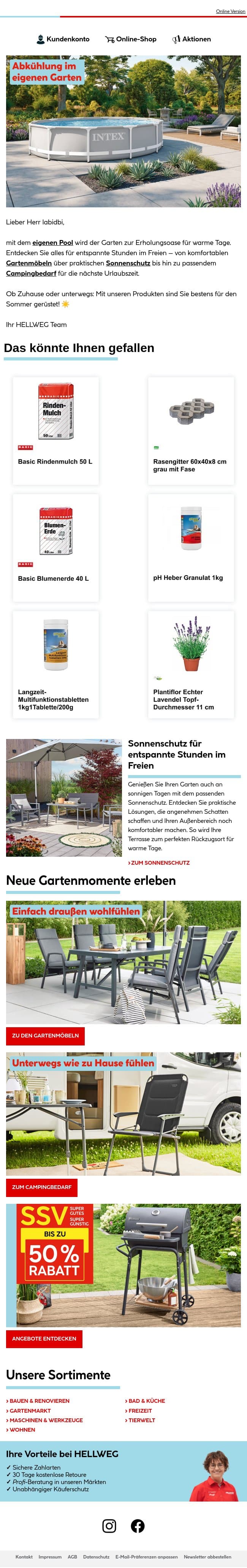 Sommer im eigenen Garten 🏖️ email from Hellweg screenshot