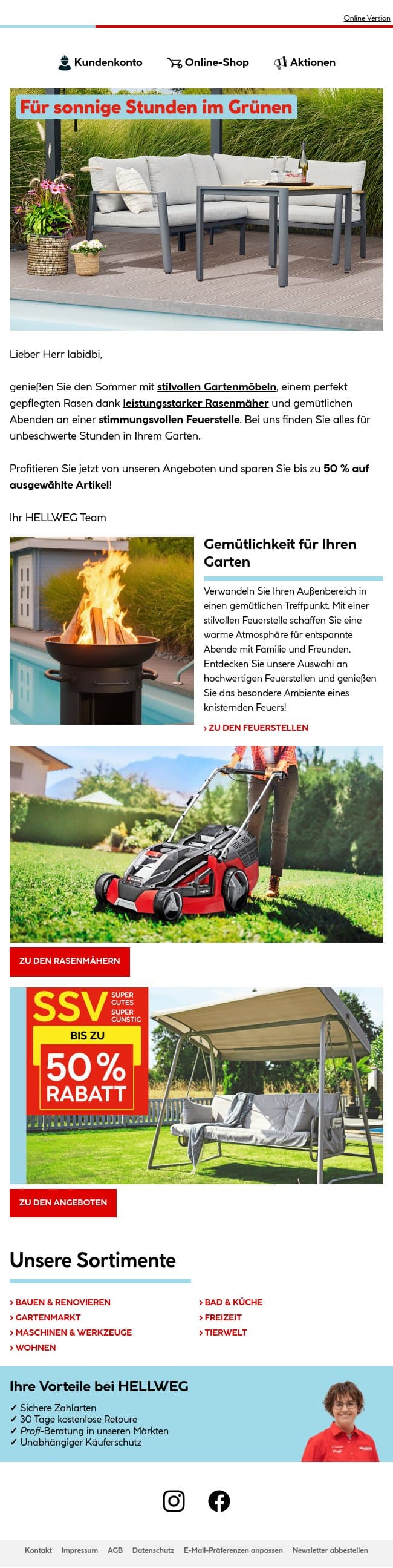 Machen Sie mehr aus Ihrem Garten 🌿 email from Hellweg screenshot
