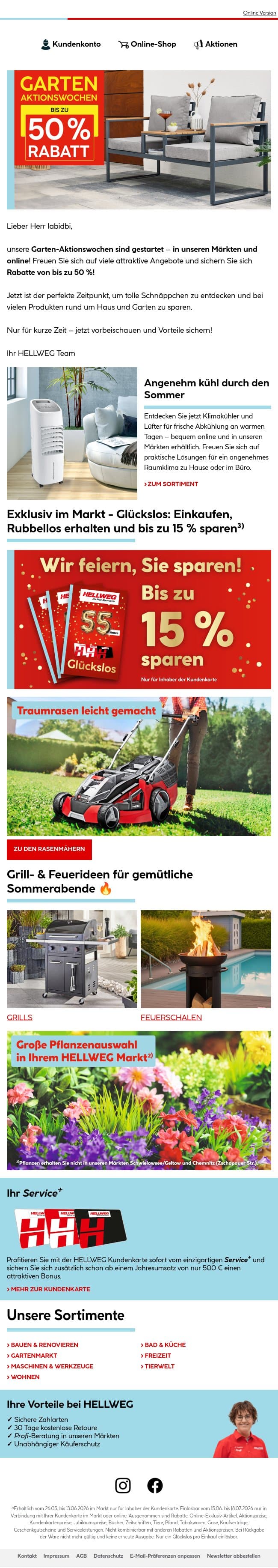 Garten-Aktionswochen: Jetzt bis zu 50 % sparen 🌿 email from Hellweg screenshot
