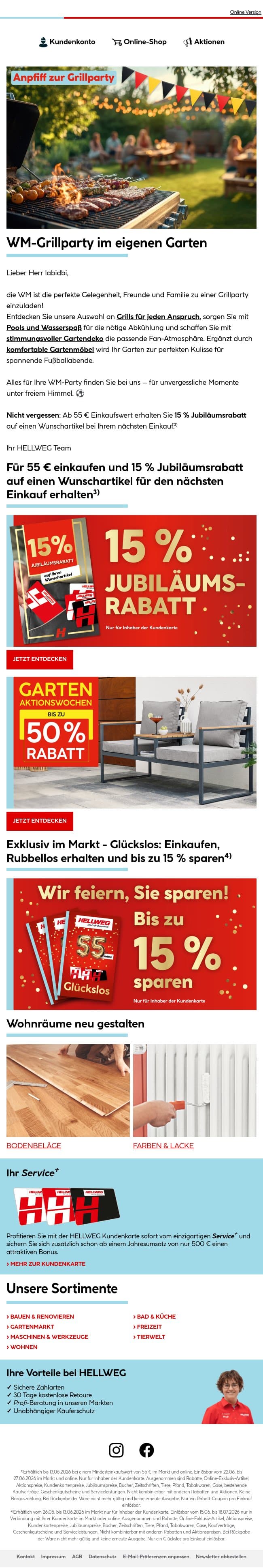 ⚽ Bereit für die WM? Alles für Ihre Grillparty email from Hellweg screenshot