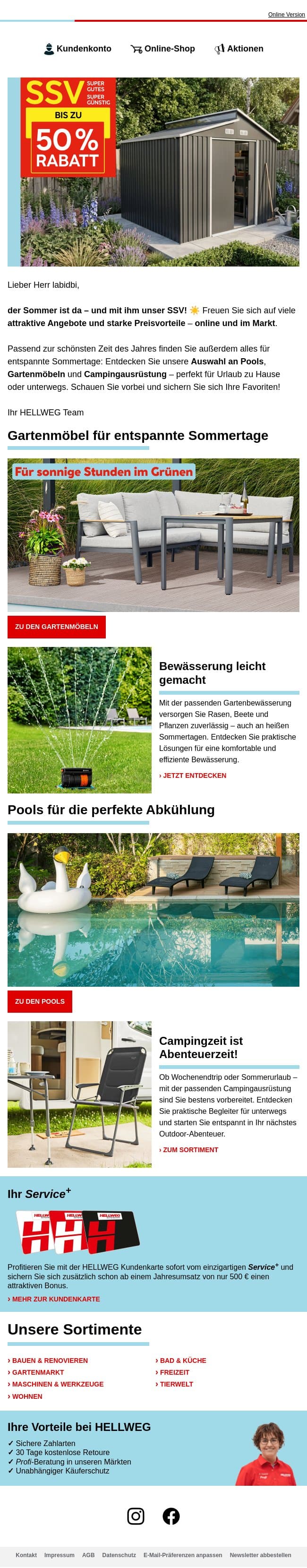 Sommer, Sonne, SSV – jetzt sparen! ☀️ email from Hellweg screenshot