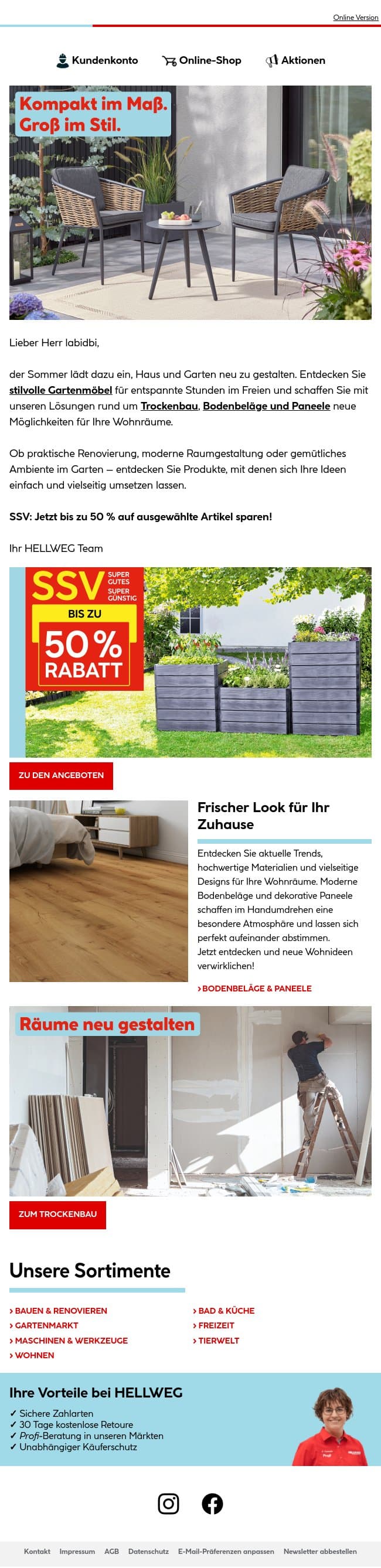 ☀️ Sommer-Highlights & bis zu 50 % sparen! email from Hellweg screenshot
