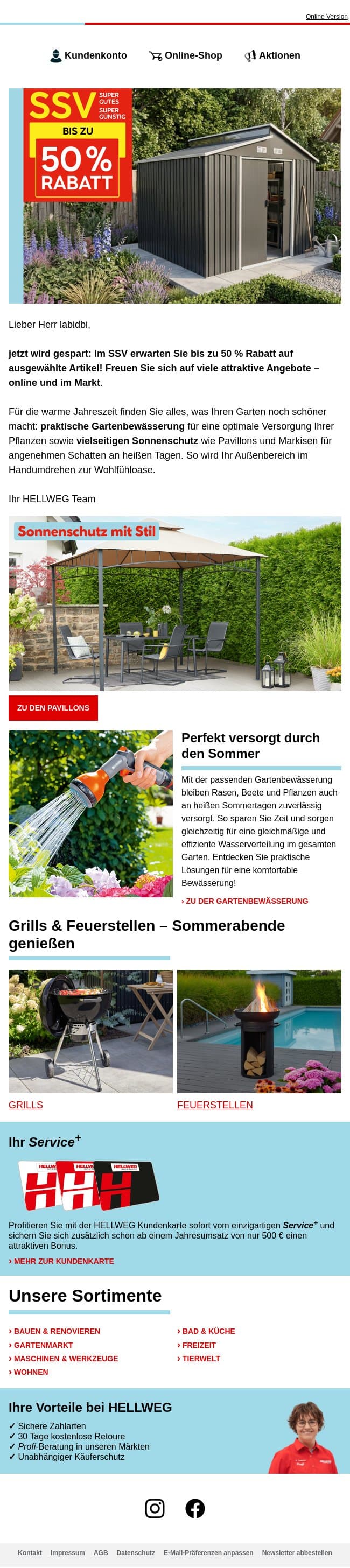 ❗ SSV: Jetzt sparen ❗ email from Hellweg screenshot