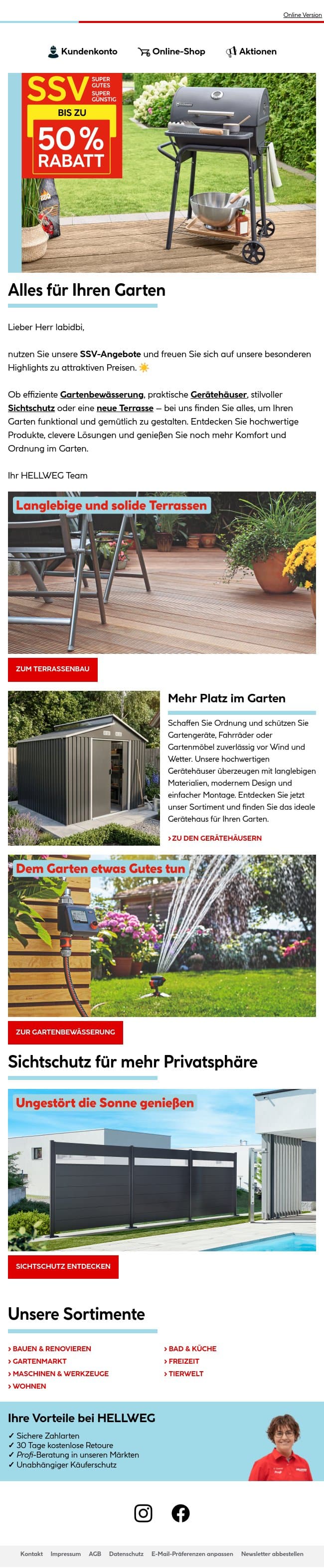 SSV: Alles für Ihren Traumgarten 🌿 email from Hellweg screenshot